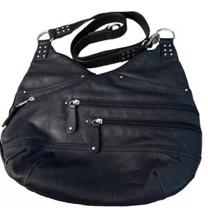 Stone Mountain Womens Shoulder Bag Black Adjustable Strap Zipper